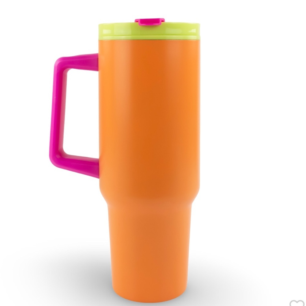 HOGG 40oz Mighty Mix Tumbler Orange Pink Lime Handle NWT - Picture 2 of 5